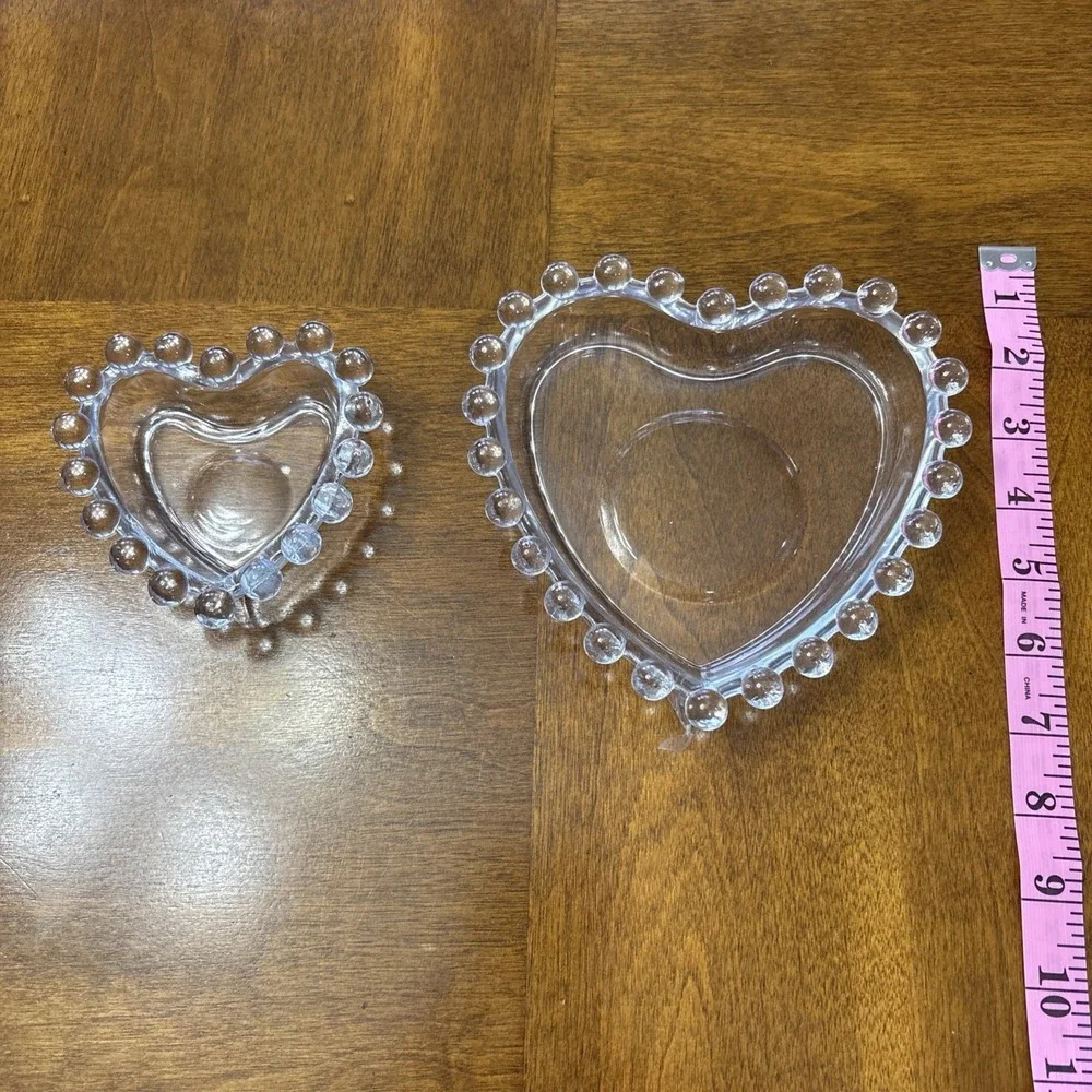 Vintage Imperial Candlewick Heart‎ Shaped Set of 2 Nesting Dishes